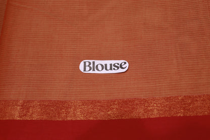 Cotton Saree Orange Colour - Vaishali Silks