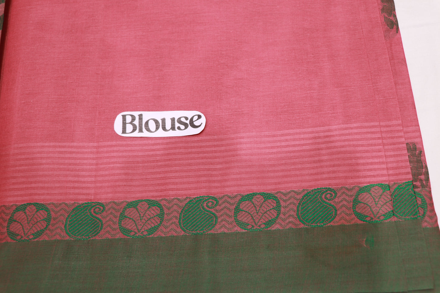 Cotton Saree Pink With Green - Vaishali Silks
