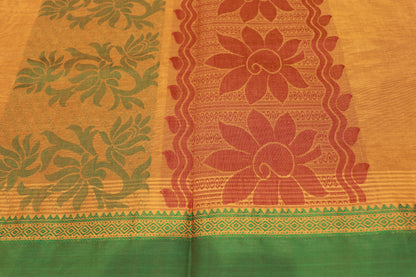 Cotton  Saree  Yellow  With  Green - Vaishali Silks