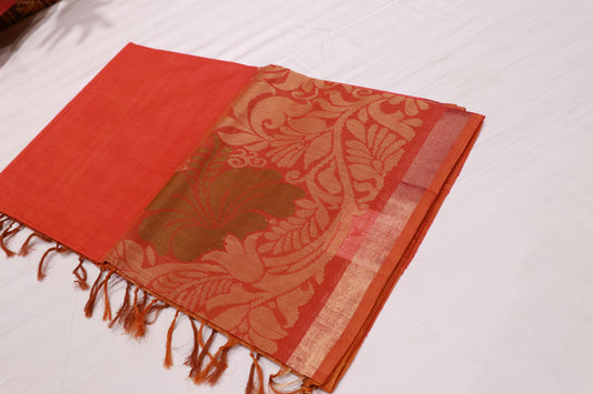 Cotton  Saree  Peach Colour - Vaishali Silks