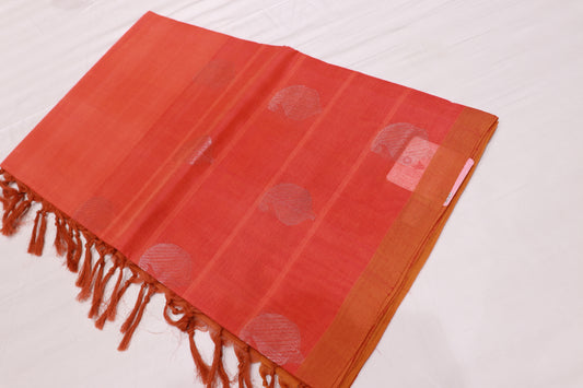 Cotton  Saree  Peach Colour - Vaishali Silks