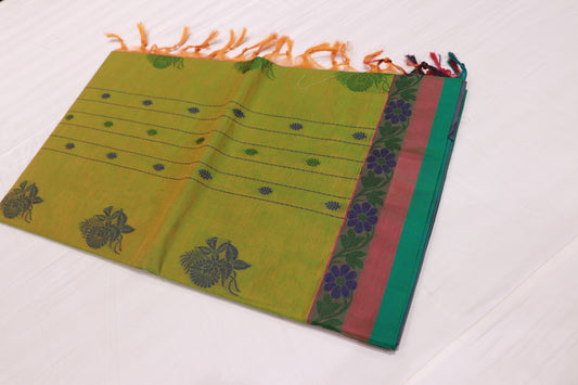 Cotton Saree  Green Colour - Vaishali Silks