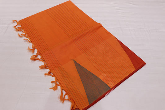 Cotton Saree Orange colour - Vaishali Silks