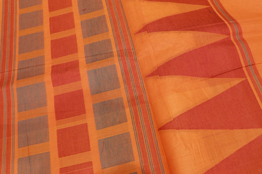 Cotton Saree Orange colour - Vaishali Silks