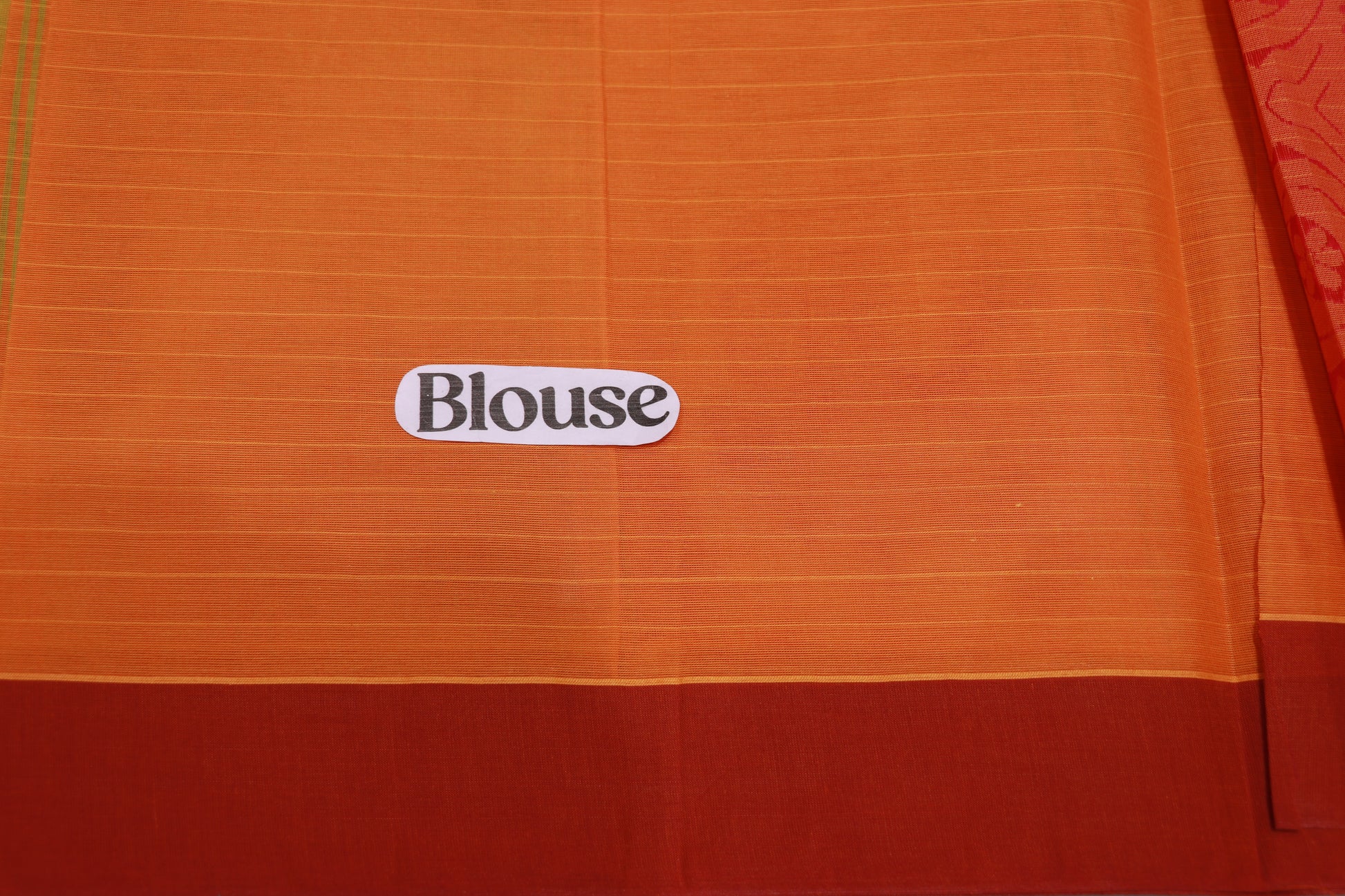 Cotton Saree  Orange With Green Colour - Vaishali Silks