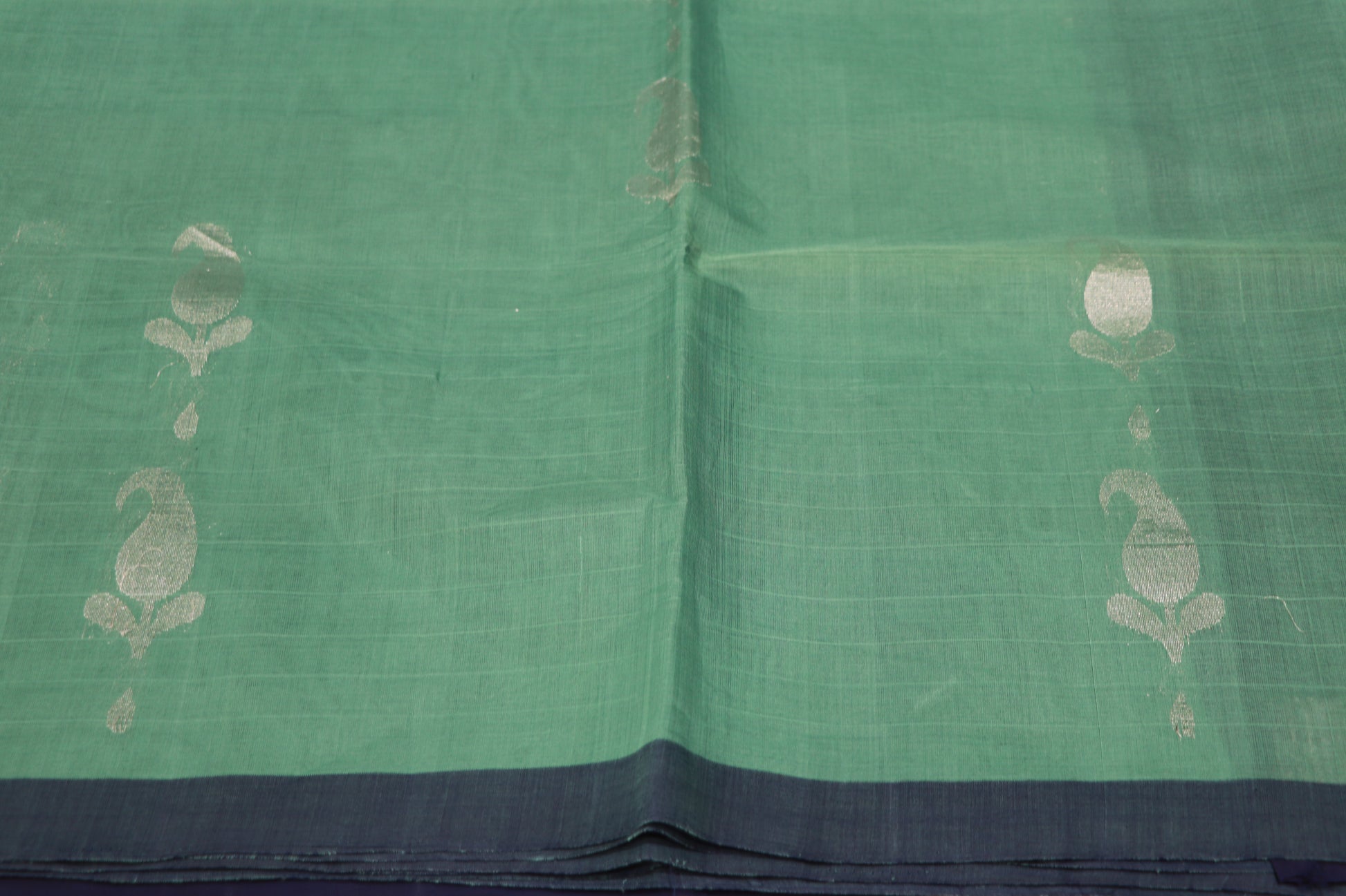 Cotton Saree Green With Blue - Vaishali Silks
