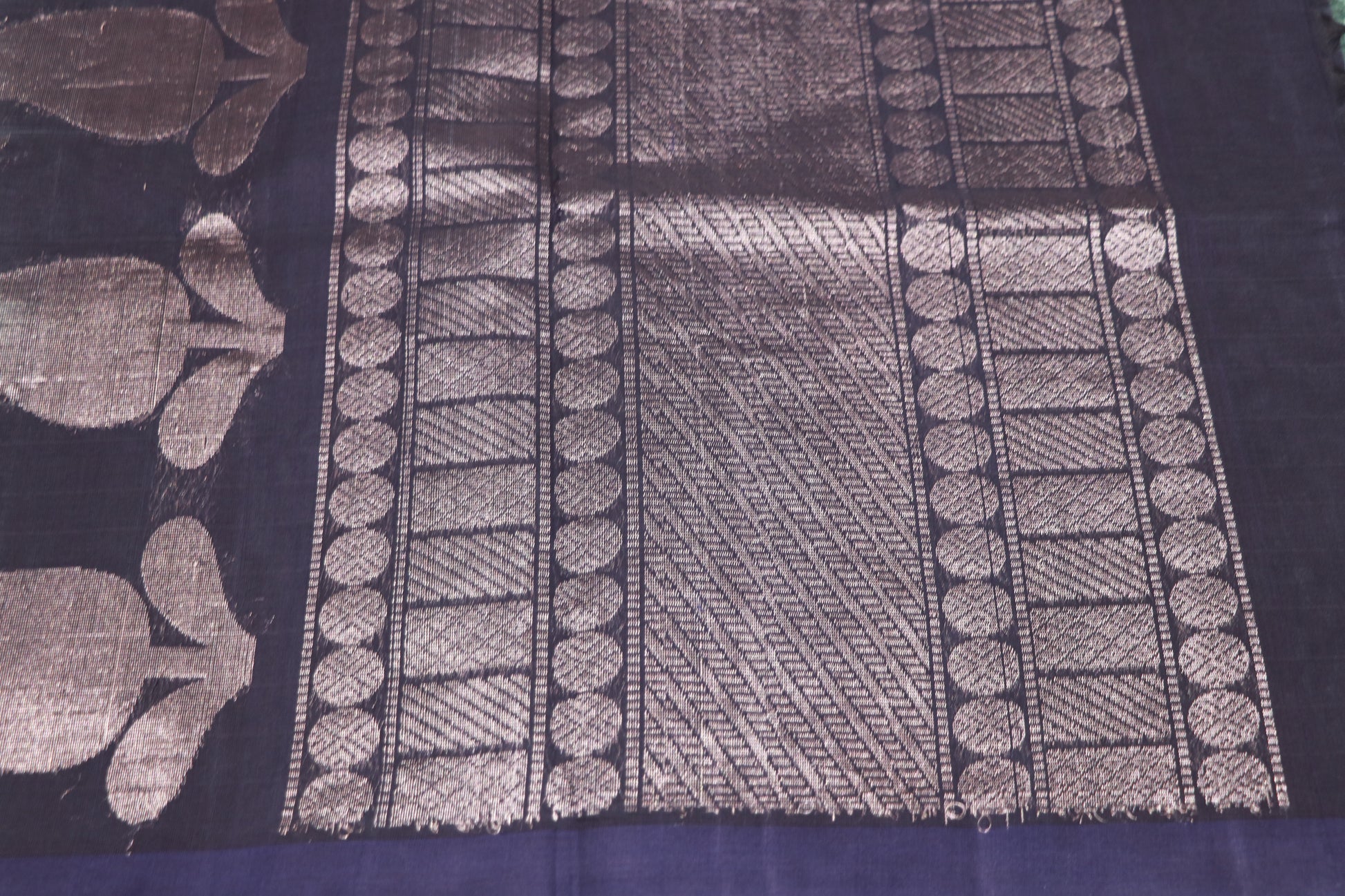 Cotton Saree Green With Blue - Vaishali Silks