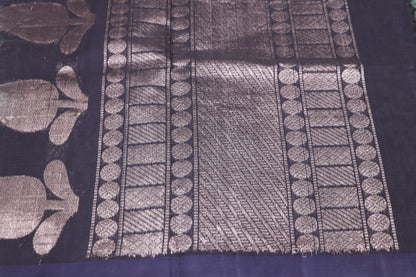 Cotton Saree Green With Blue - Vaishali Silks