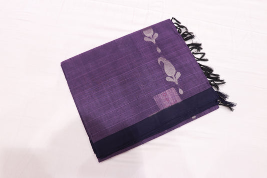 Cotton  Saree Voilet With Blue - Vaishali Silks