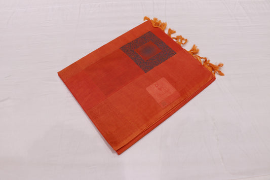 Cotton Saree Orange Colour - Vaishali Silks