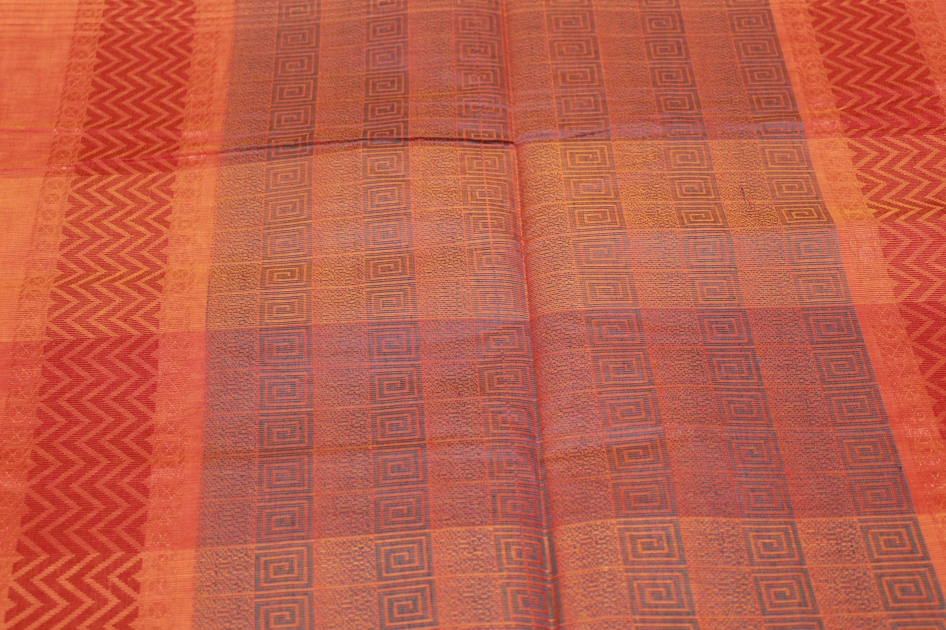 Cotton Saree Orange Colour - Vaishali Silks