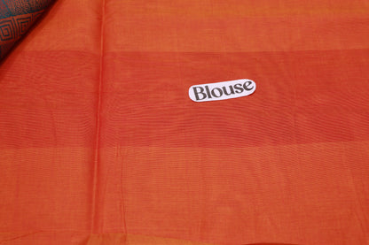 Cotton Saree Orange Colour - Vaishali Silks