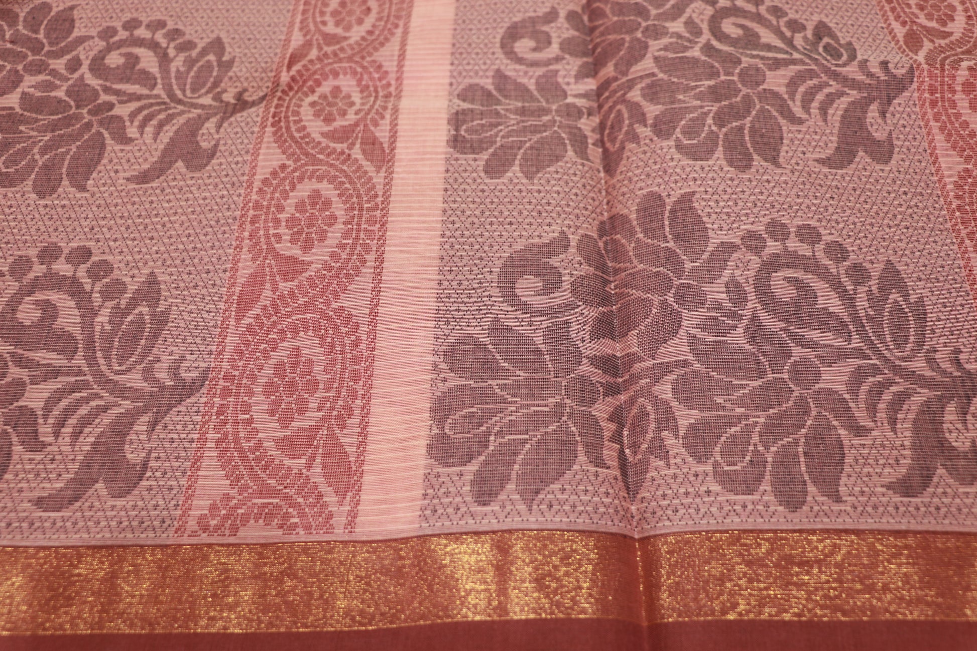 Cotton saree  brown colour - Vaishali Silks