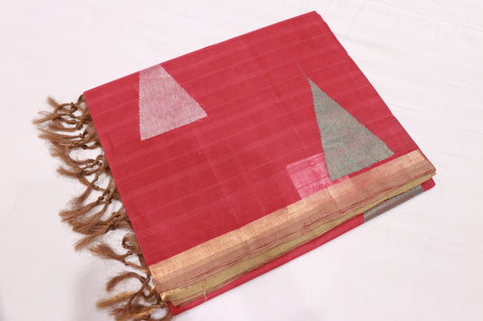 Cotton Saree  Red  Colour - Vaishali Silks