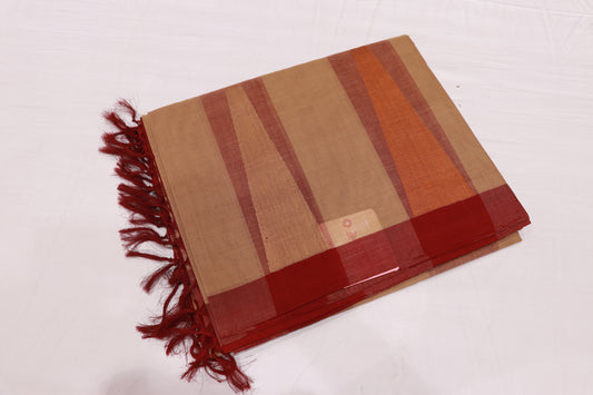 Cotton  Saree  sandel  With  Red Colour - Vaishali Silks