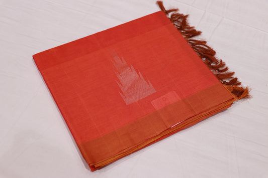 Cotton Saree orange colour - Vaishali Silks