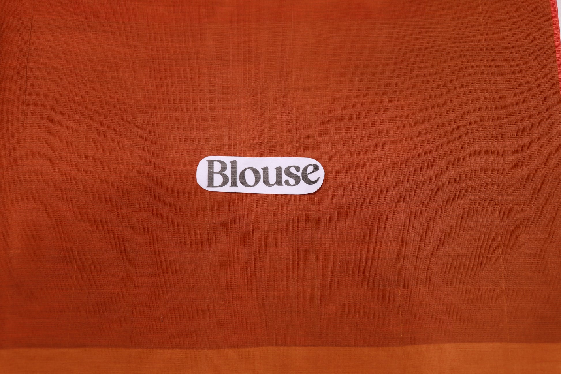 Cotton Saree orange colour - Vaishali Silks