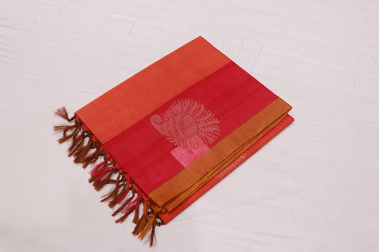 cotton saree Orange colour - Vaishali Silks