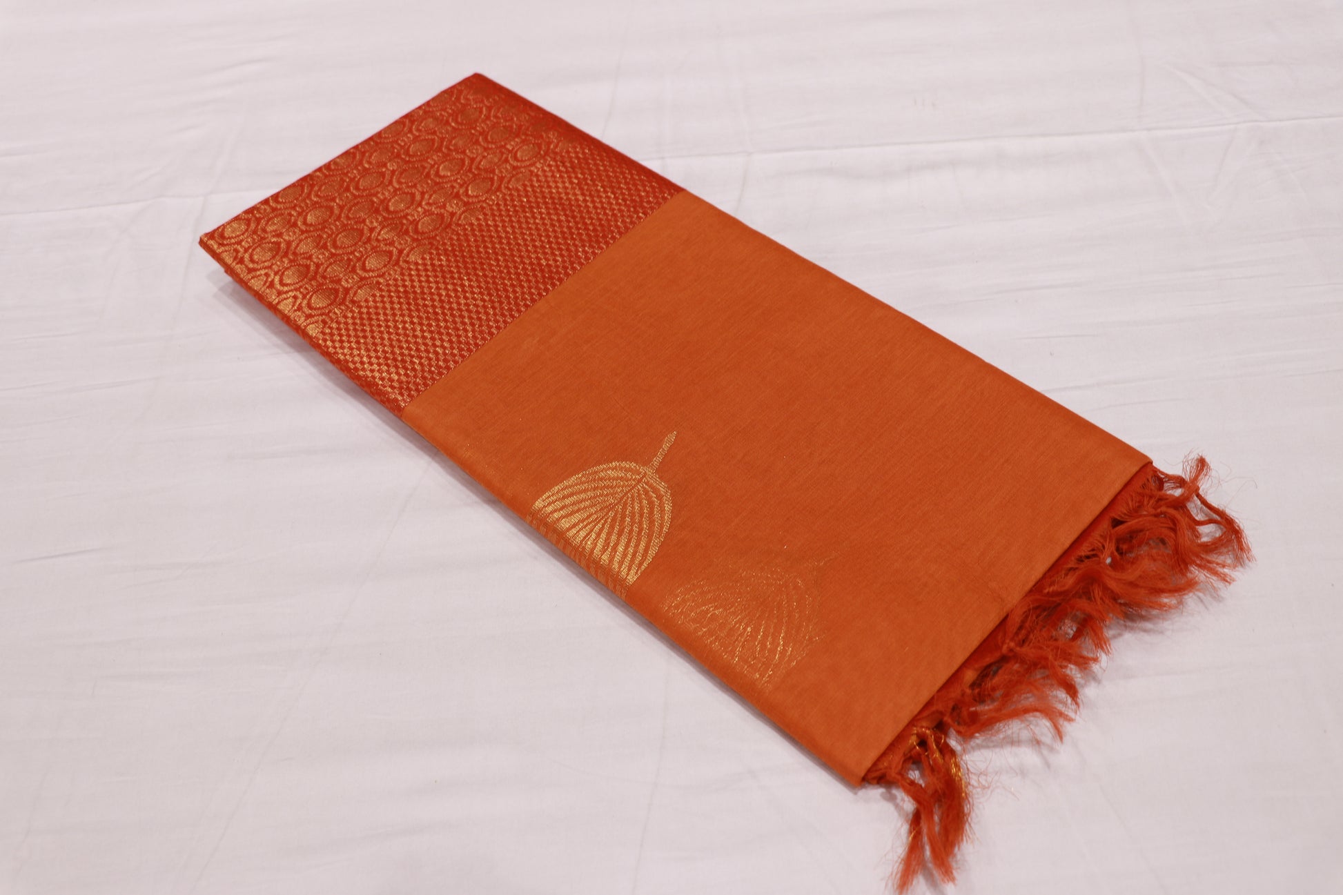 Cotton Saree Orange Colour - Vaishali Silks