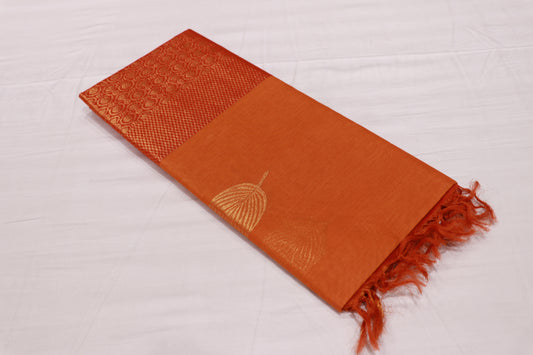 Cotton Saree Orange Colour - Vaishali Silks