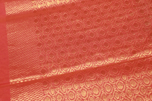 Cotton Saree  Orange  Colour - Vaishali Silks