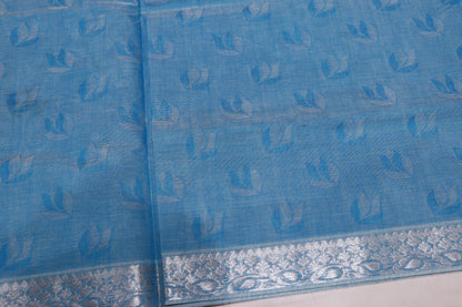 Cotton Saree  Blue colour - Vaishali Silks
