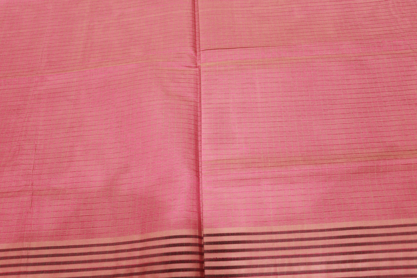 Cotton Saree  Brown with  Pink - Vaishali Silks