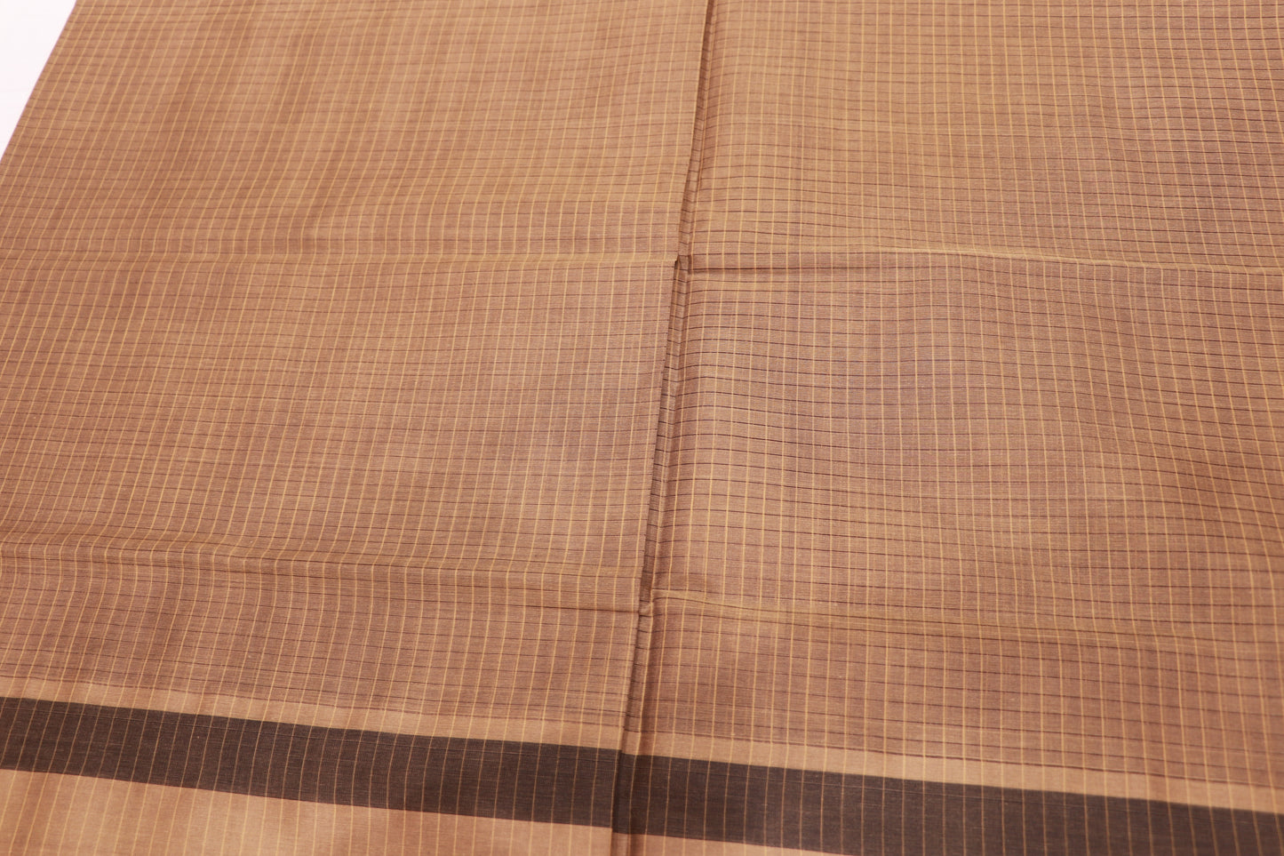 Cotton Saree Sandel With Brown - Vaishali Silks