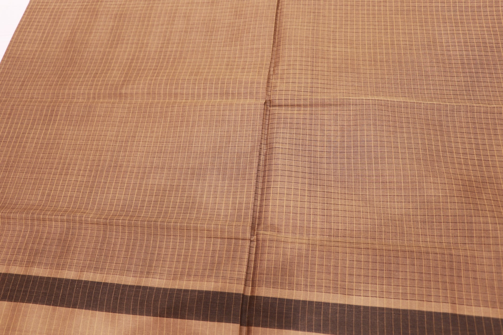 Cotton Saree Sandel With Brown - Vaishali Silks