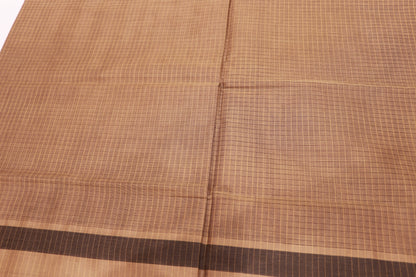 Cotton Saree Sandel With Brown - Vaishali Silks