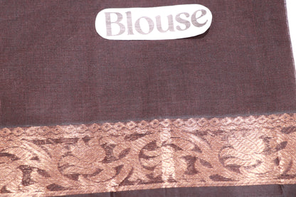 Cotton Saree  Brown Colour - Vaishali Silks