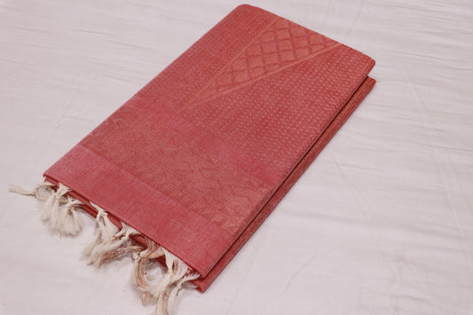 Cotton Saree  Peach Colour - Vaishali Silks