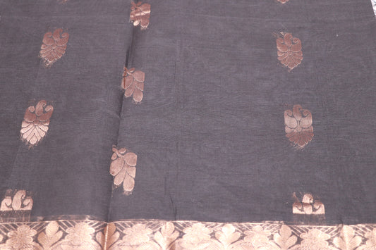 Cotton Saree black colour - Vaishali Silks