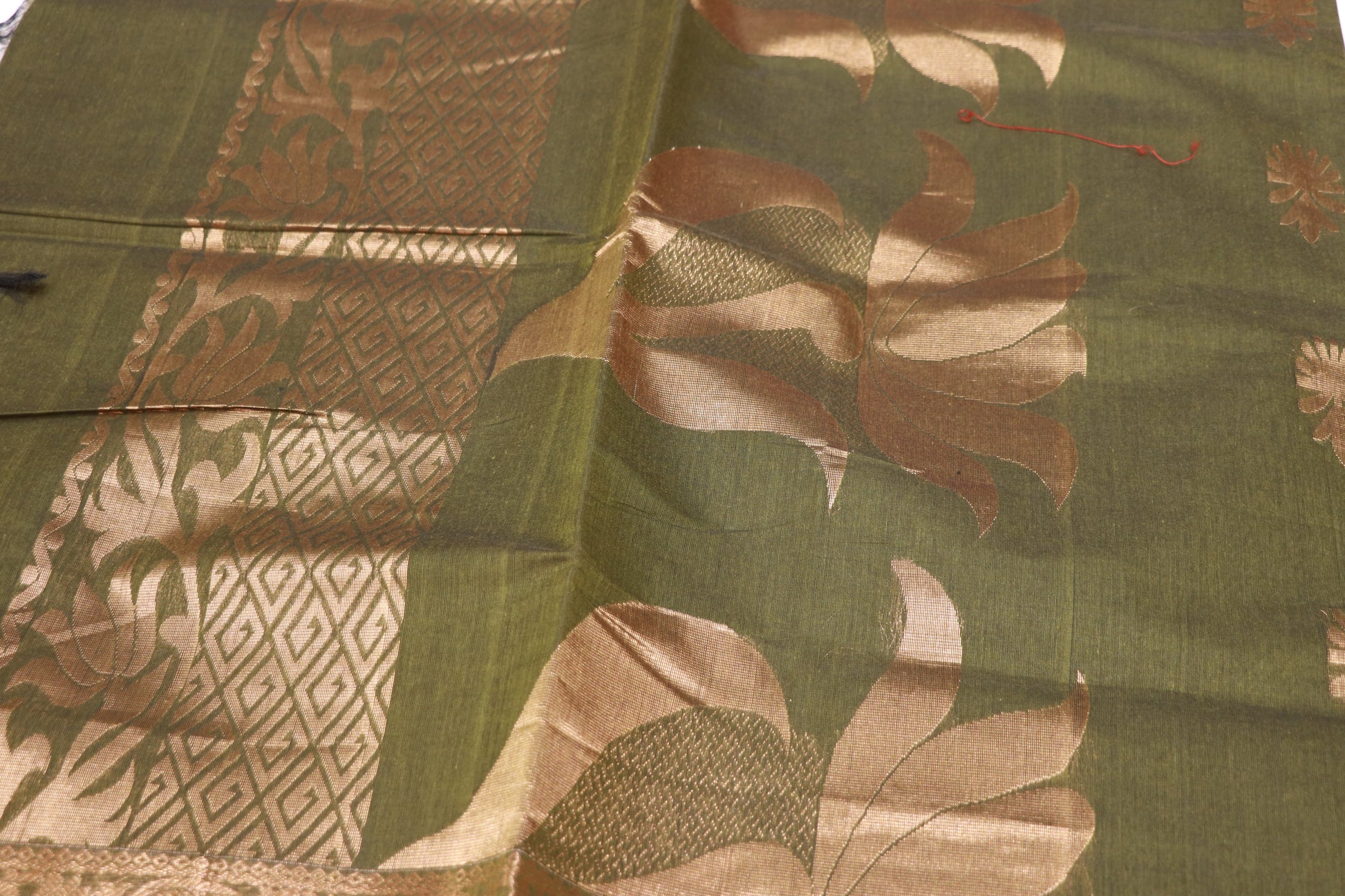 Cotton Saree gren colour - Vaishali Silks
