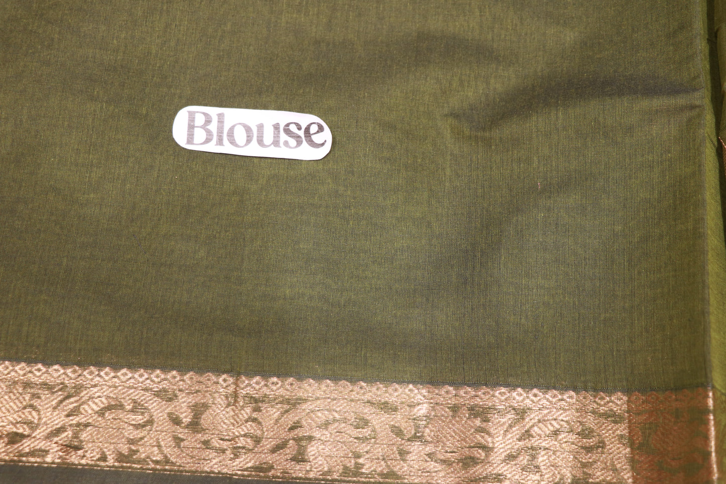 Cotton Saree gren colour - Vaishali Silks