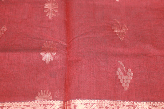 Cotton Saree red colour - Vaishali Silks
