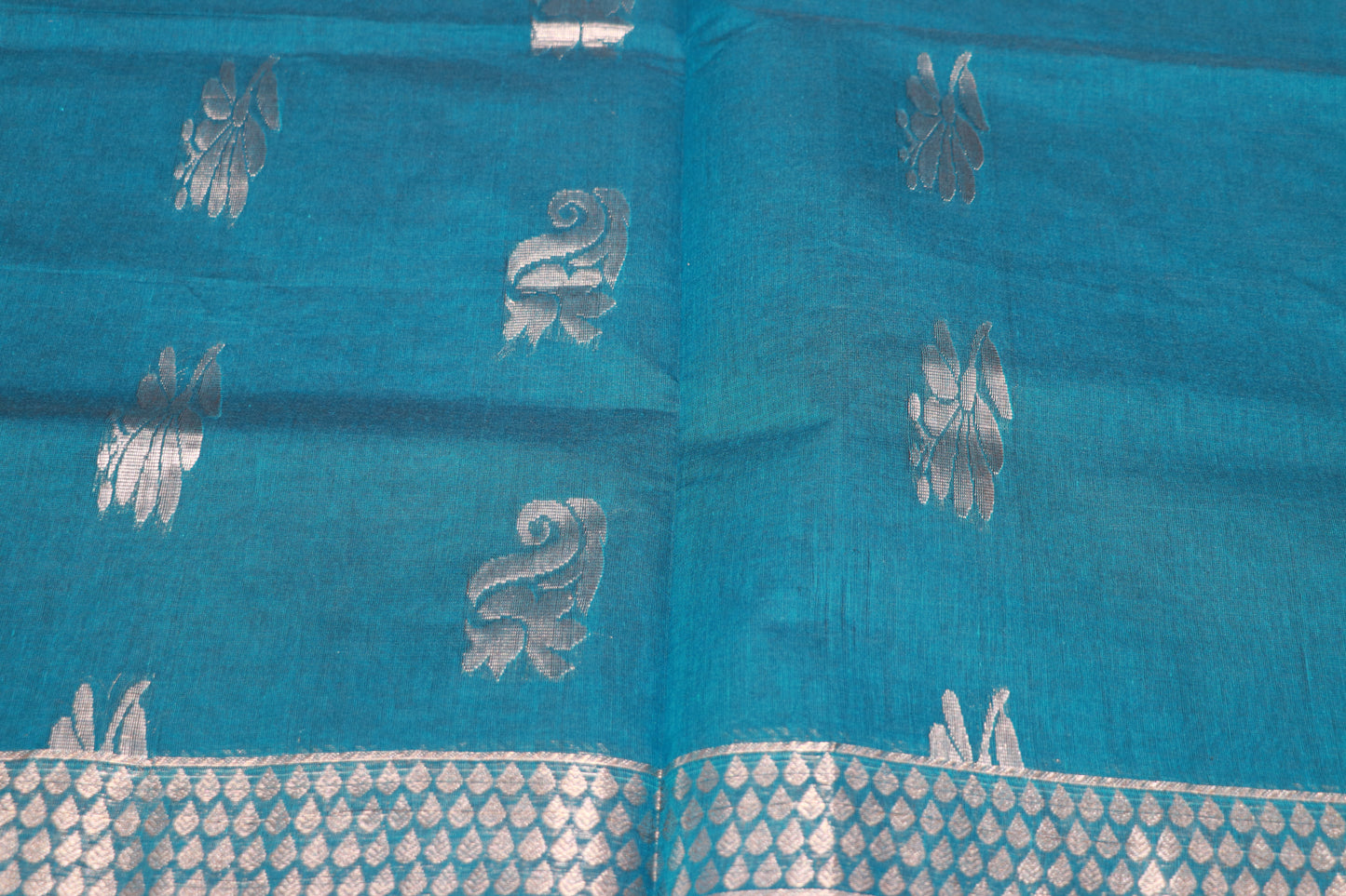 Cotton Saree blue   colour - Vaishali Silks