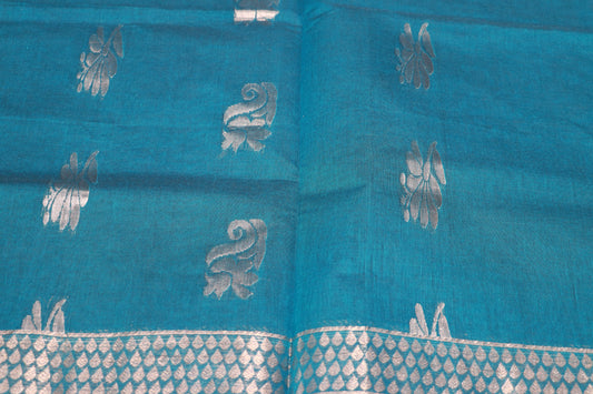 Cotton Saree blue   colour - Vaishali Silks