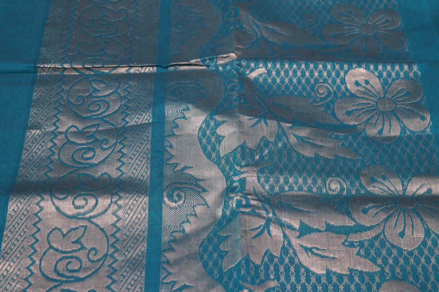 Cotton Saree blue   colour - Vaishali Silks