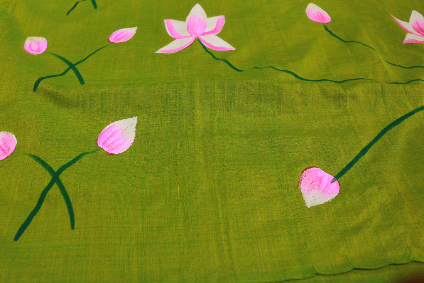 Linen Saree Parrot Green  Colour - Vaishali Silks