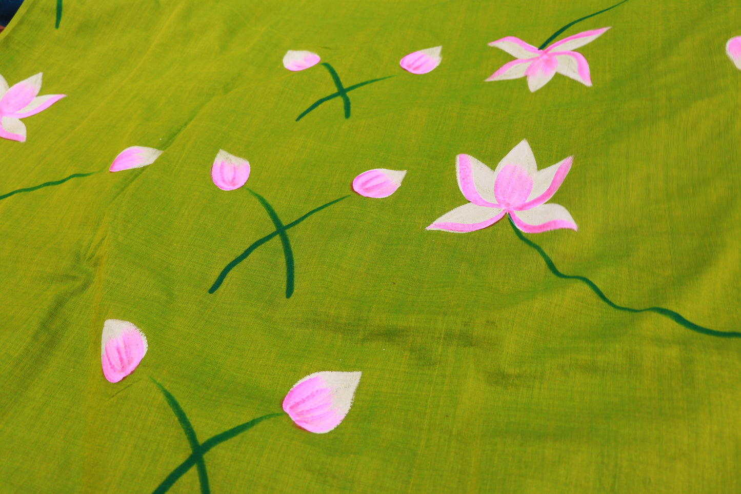 Linen Saree Parrot Green  Colour - Vaishali Silks