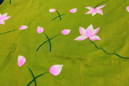 Linen Saree Parrot Green  Colour - Vaishali Silks