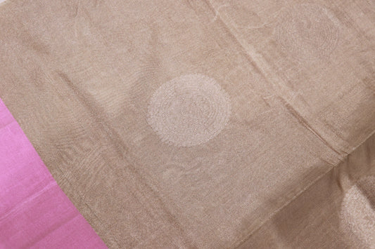 Pure Silk Tissue Saree Half White With Pink Colour - Vaishali Silks