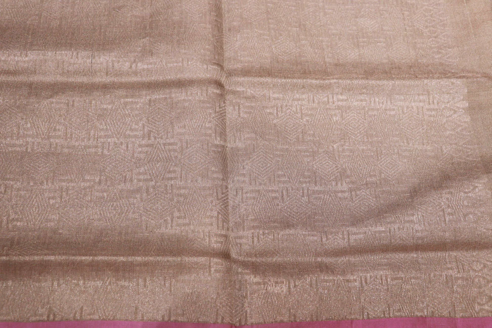 Pure Silk Tissue Saree Half White With Pink Colour - Vaishali Silks