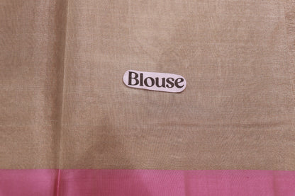 Pure Silk Tissue Saree Half White With Pink Colour - Vaishali Silks