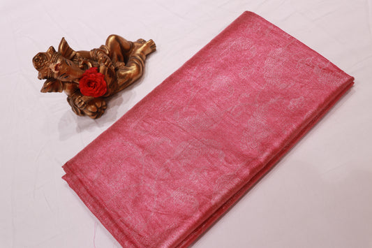 Pure Silk Tissue  Saree Pink  Colour - Vaishali Silks