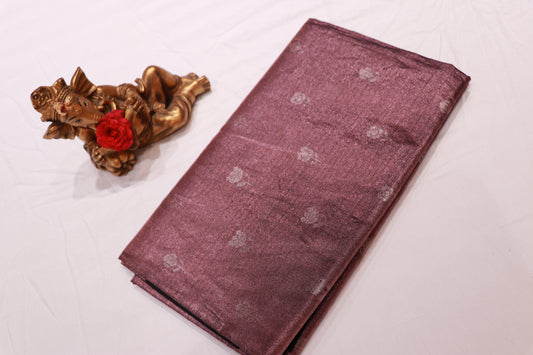 Pure Silk Tissue Saree  Brown  with  Black Colour - Vaishali Silks