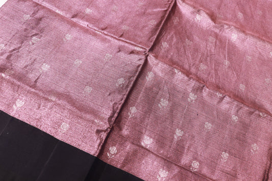 Pure Silk Tissue Saree  Brown  with  Black Colour - Vaishali Silks