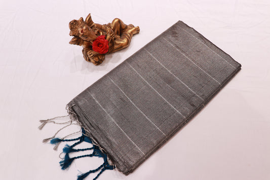 Pure  Silk Tissue Saree Gray Colour - Vaishali Silks