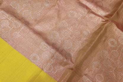 Pure Silk Tissue Saree Half White With Yellow  Mixed  Colour - Vaishali Silks